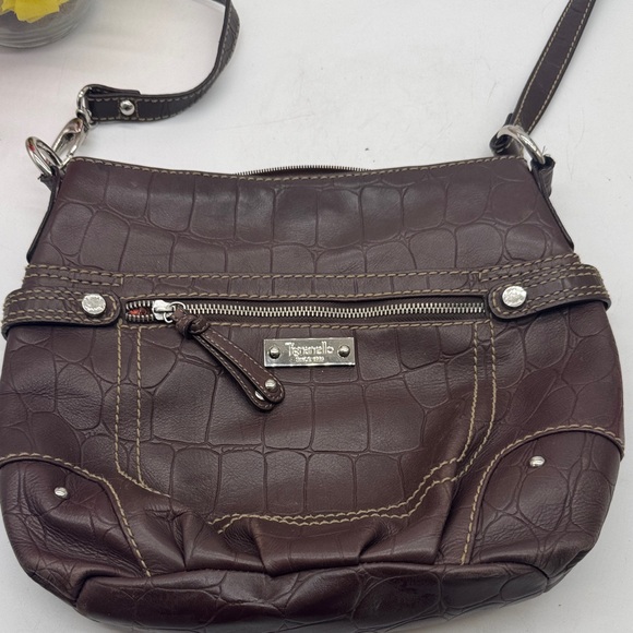 Tignanello Handbags - Tignanello Dark Brown Croc-Embossed Crossbody Bag BRN9332D